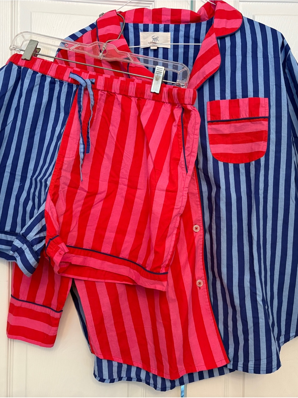 PRINTFRESH Women’s Contrast Striped Pajama Set RARE XL